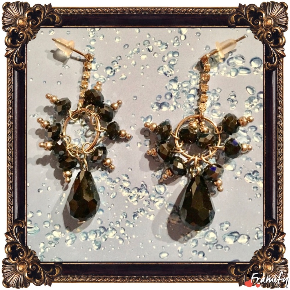 Silver Fashion Crystal Dark Blue Dangle Earring - Picture 2 of 5